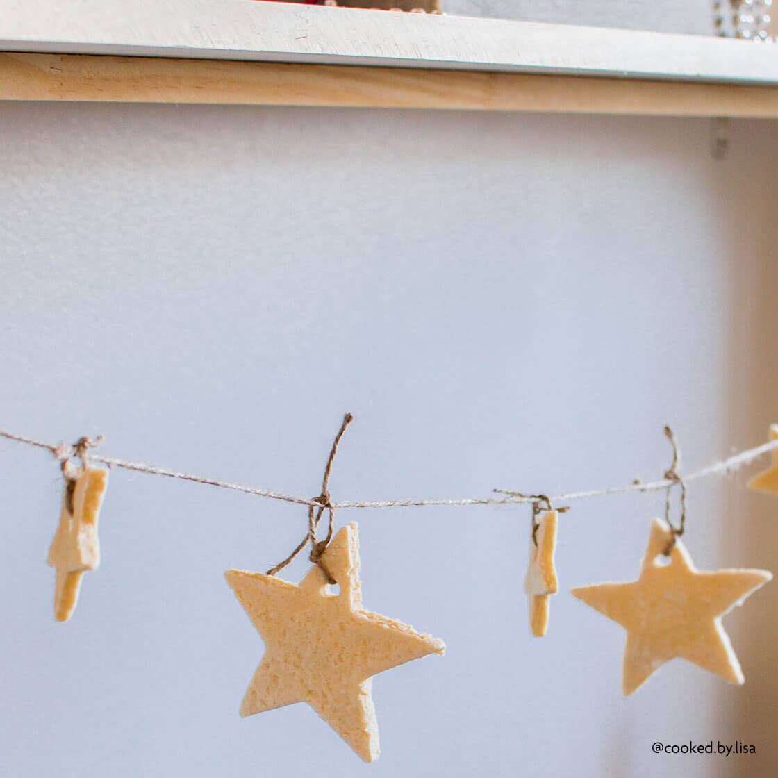 Salt dough garland hanging on table