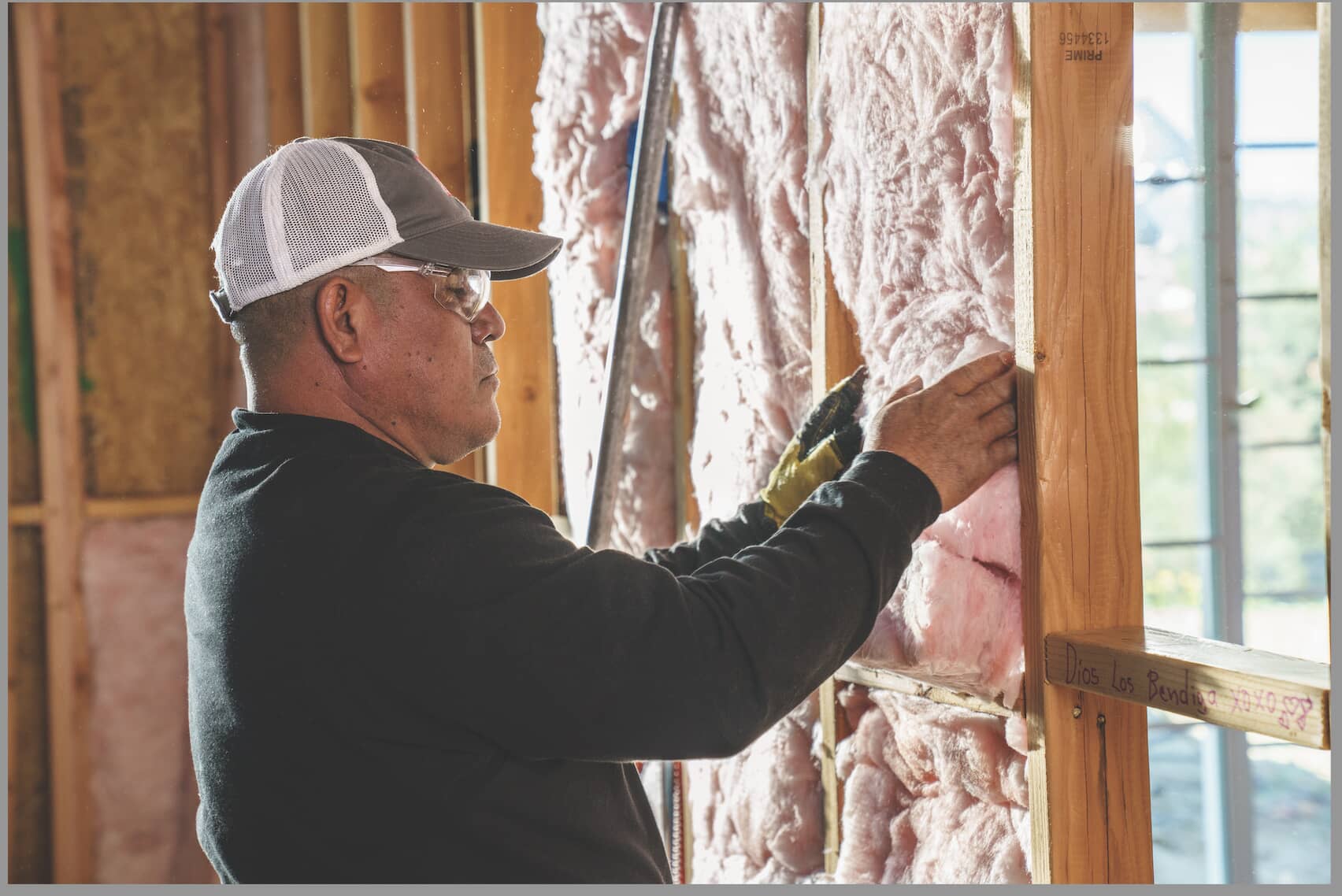 insulation being installed 