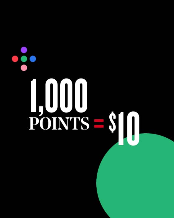 1,000 POINTS REDEEMED = $10 OFF&nbsp;&nbsp;PLUS $2.50 BACK.^