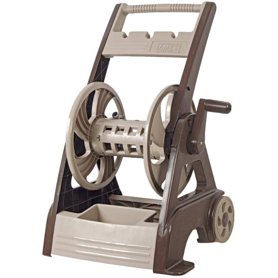 Glitzhome 36 250 ft. Steel Gray Garden Hose Reel Cart with 4