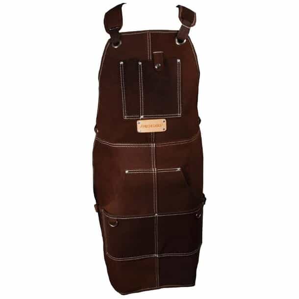 Topcar – Ceinture porte-outils en cuir 15846 – 1 grande poche – 1 poche moyenne – 2 petites poches – Porte marteau – Ceinture réglable
