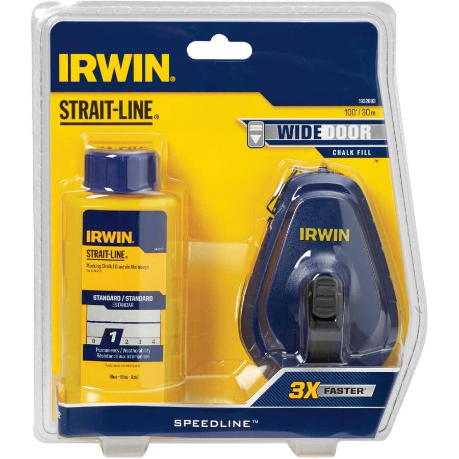 IRWIN STRAIT-LINE:Cordeau à craie Speedline avec recharge, 100 pi