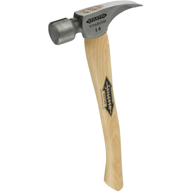 14 oz Titanium Milled Face Hammer - with 18" Curved Hickory Handle