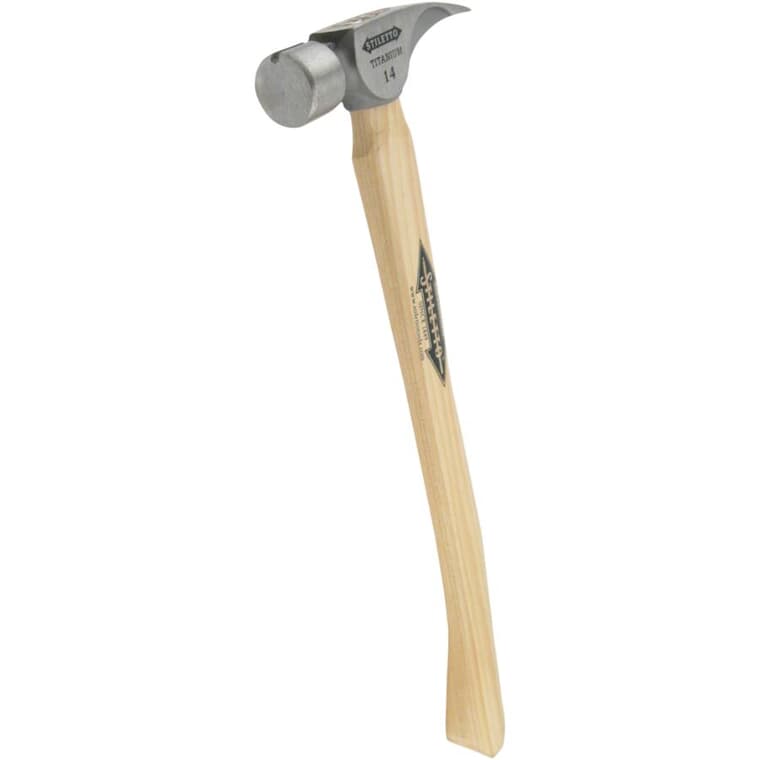 14 oz Titanium Smooth Face Hammer - with 18" Curved Hickory Handle
