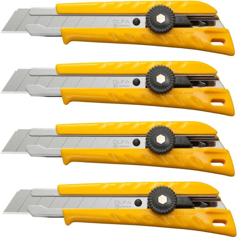 Heavy Duty Snap-Off Blade Utility Knife - 18mm, 4 Pack