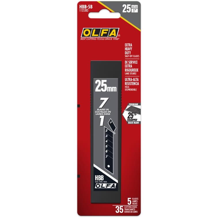SnapOff Utility Blades - 25 mm, Black, 5 Pack