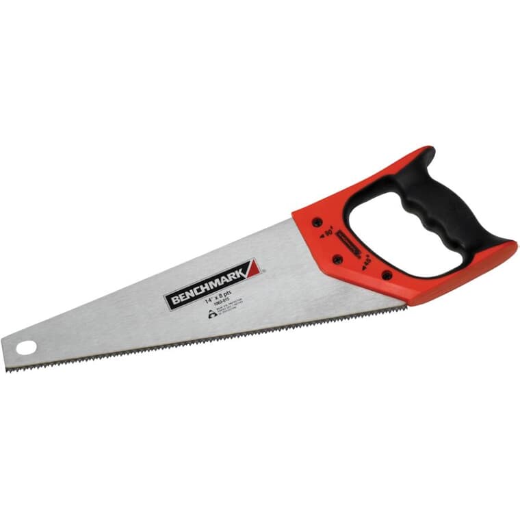 14" x 8 Point Rubber Handle Hand Saw