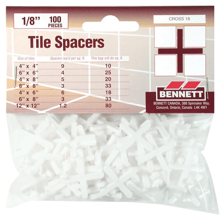 100 Pack 1/8" Cross Tile Spacers