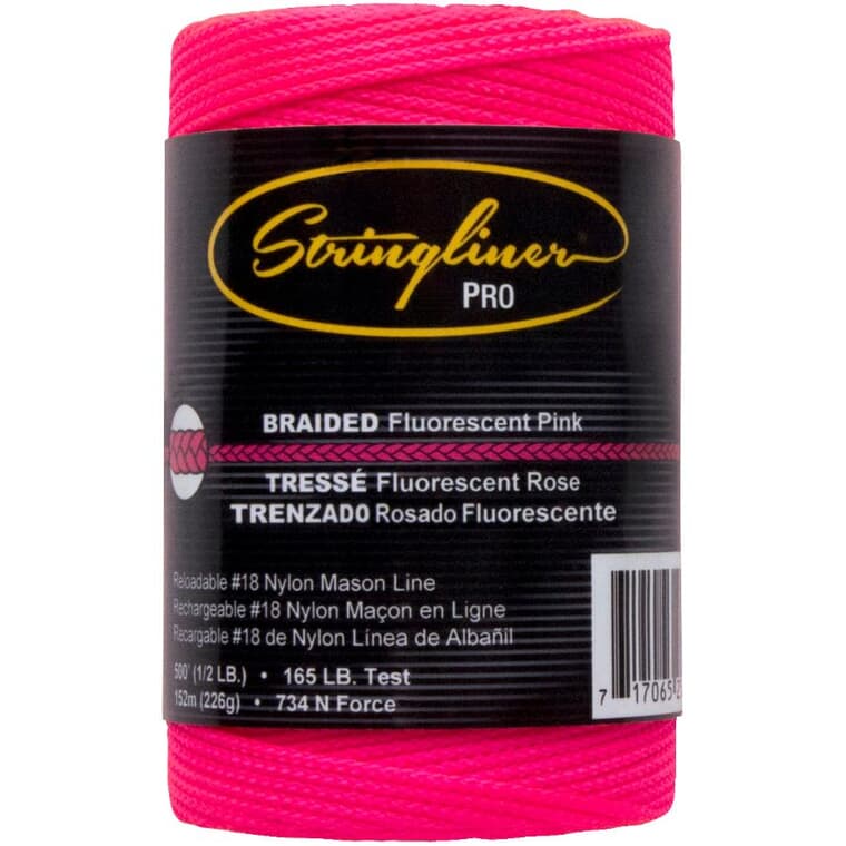 Stringliner 500' Pink Braided Mason Line