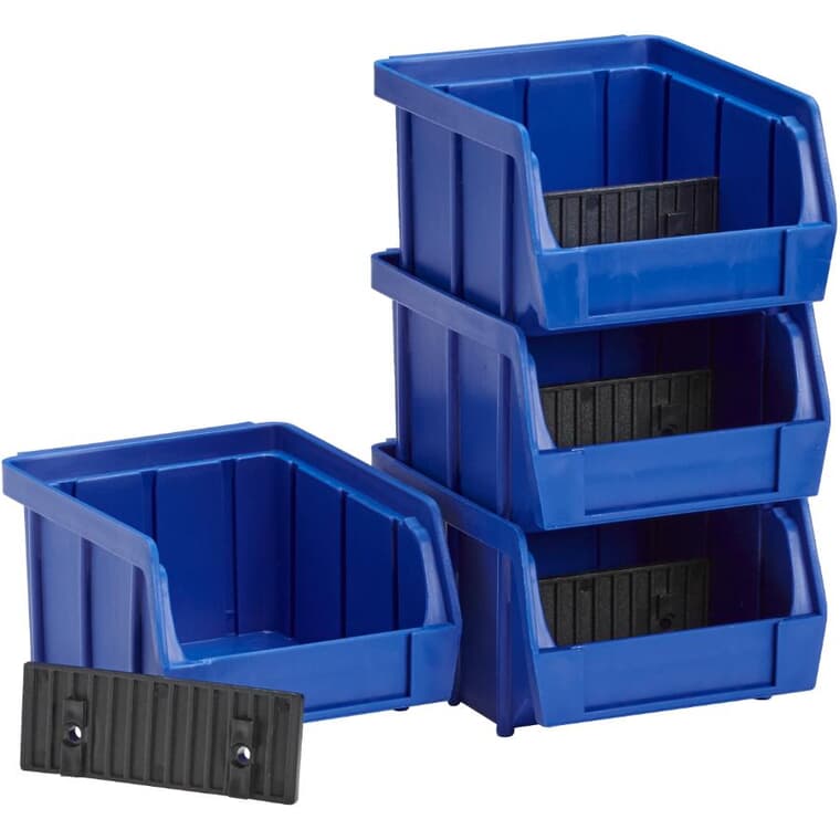4 Pack 4" x 5" Blue Plastic Storage Bins