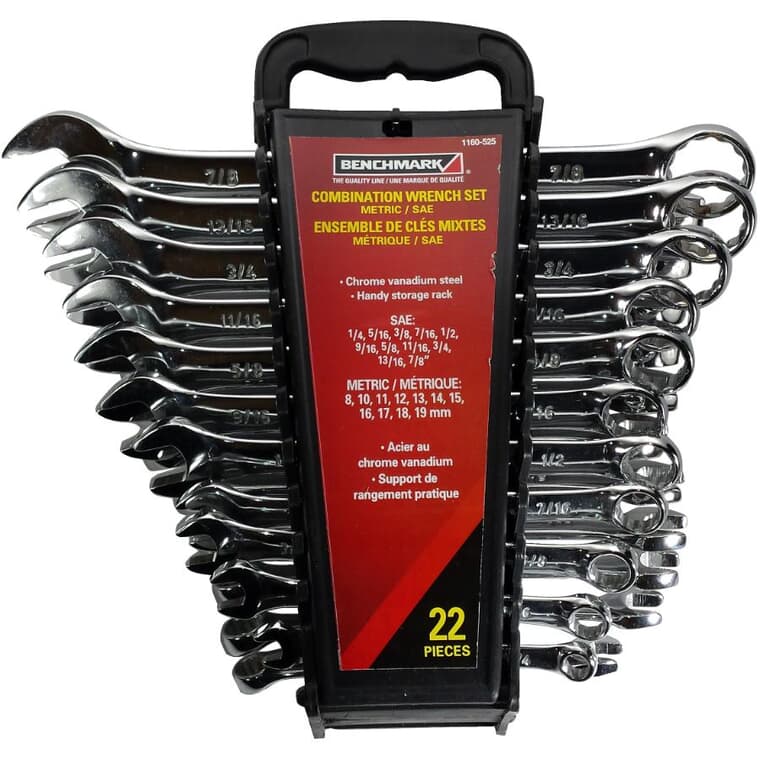 Metric & Imperial Wrench Set - 22 Piece