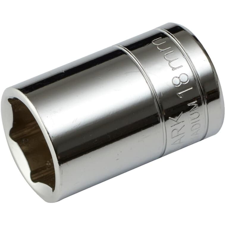 18mm 6 Point Socket, for 1/2" Drive