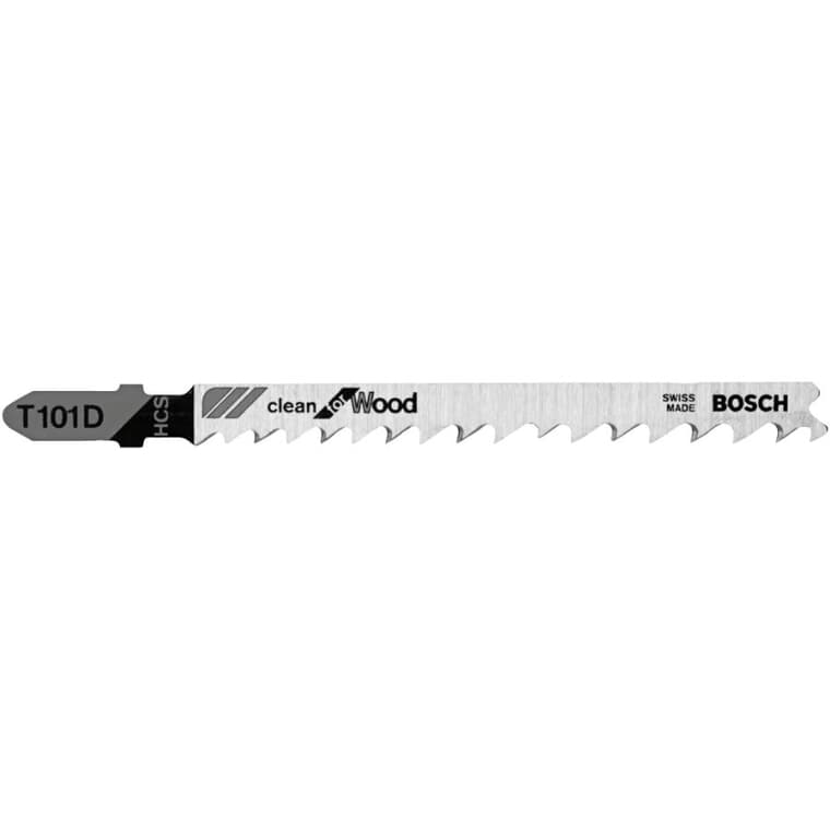 5 Pack 4" 6 Tooth Clean T-Shank Jigsaw Blades, for Wood Cutting
