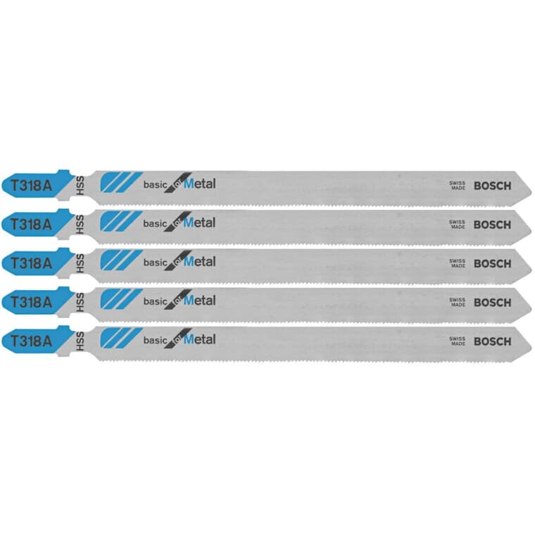 5-1/4" 24 Tooth T-Shank Jigsaw Blades, for Metal Cutting - 5 Pack