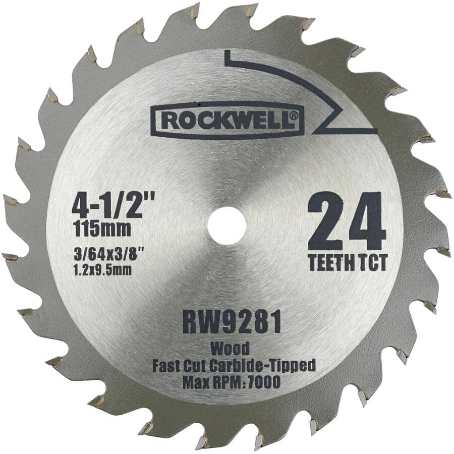 Rockwell RW9281 Carbide Tipped Saw Blade 4-1/2" 24 Teeth 
