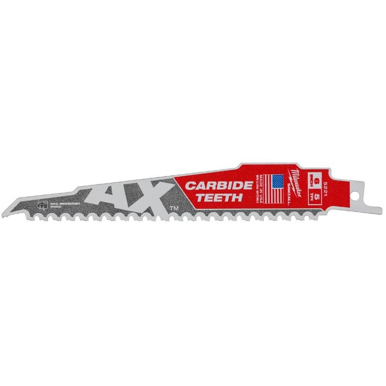 6" 5 TPI Sawzall The Ax Carbide Reciprocating Saw Blade