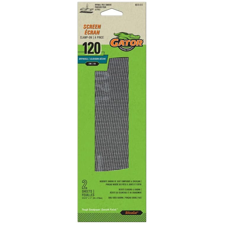 120 Grit Drywall Clamp-On Precut Sanding Screens - 3-5/16" x 11", 2 Pack