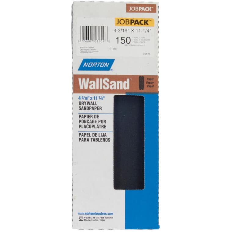 150 Grit Drywall Sandpaper - 4-3/16" x 11", 25 Pack