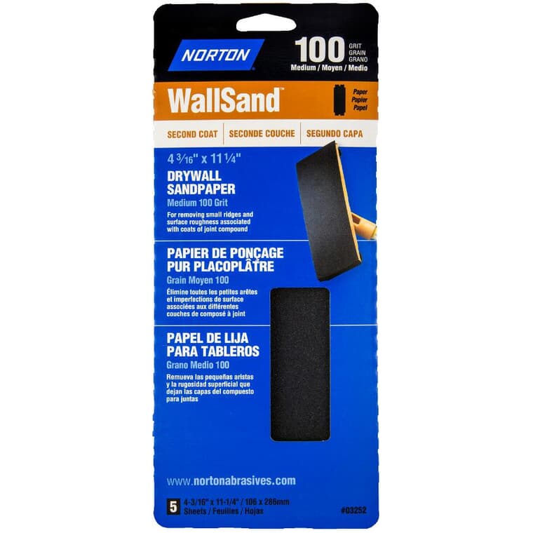 WallSand Die-Cut Sanding Sheets - 100 Grit, 5 Pack