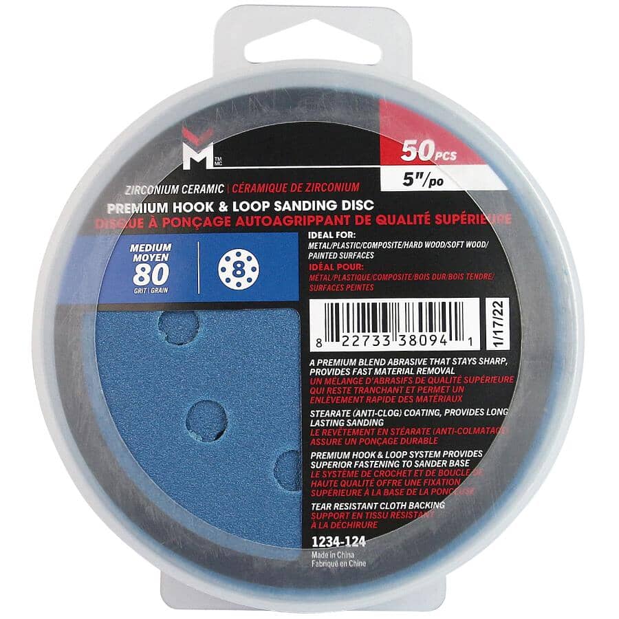 BENCHMARK 5" 150 Grit Zirconium Ceramic Hook & Loop Sanding Discs, With - View #7