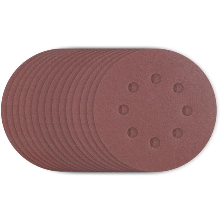 5" Grit Aluminum Oxide Hook and Loop Sanding Discs with 8 Vacuum Holes, Assorted Grits - 15 Pack