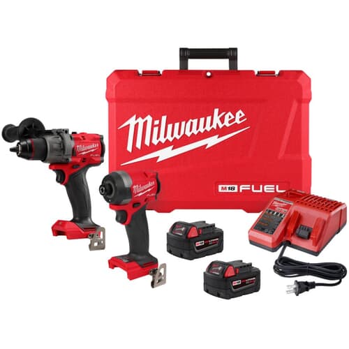 M18 18V FUEL 2 Tool Cordless Combo Kit - Hammer Drill Driver, Impact Driver, 2 Batteries & Charger