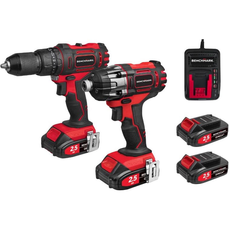 20V Max Lithium-ion Cordless Drill & Impact Driver Combo Kit - with 2 Batteries & Charger