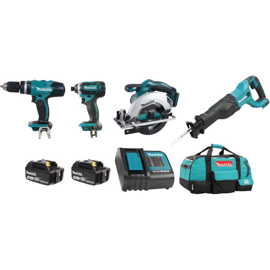 MAKITA 4 Tools 18 Volt Lithium-ion Cordless Combo Kit | Home Hardware