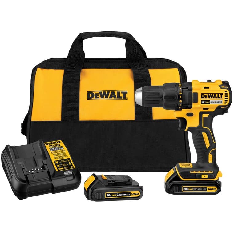20V 1/2" Lithium-ion Cordless Compact Drill Kit - with 2 Batteries, Charger, & Tool Bag
