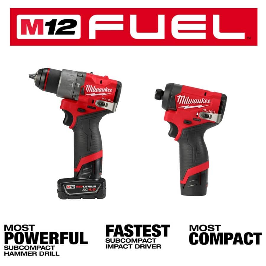 MILWAUKEE M12 Fuel 12V Cordless Hammer Drill & Impact Driver Combo Kit ...