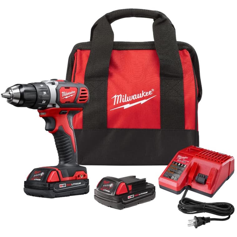 M18 Redlithium Cordless Compact 1/2" Drill Driver Kit – 18V + 2 Batteries + Charger + Tool Bag