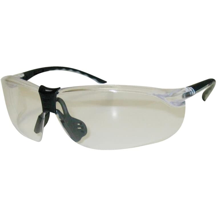Wrap Around Frameless Safety Glasses - Clear with Black Arms