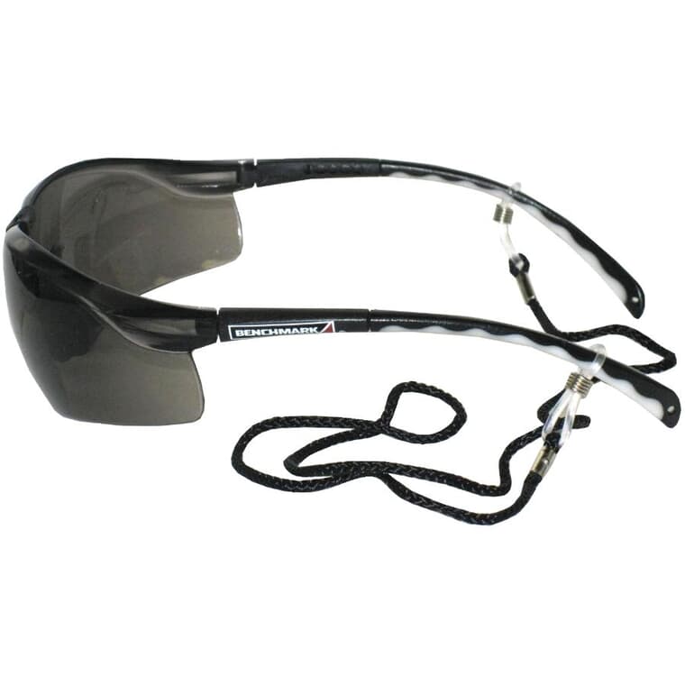 Wrap Around Frameless Safety Glasses - Smoked
