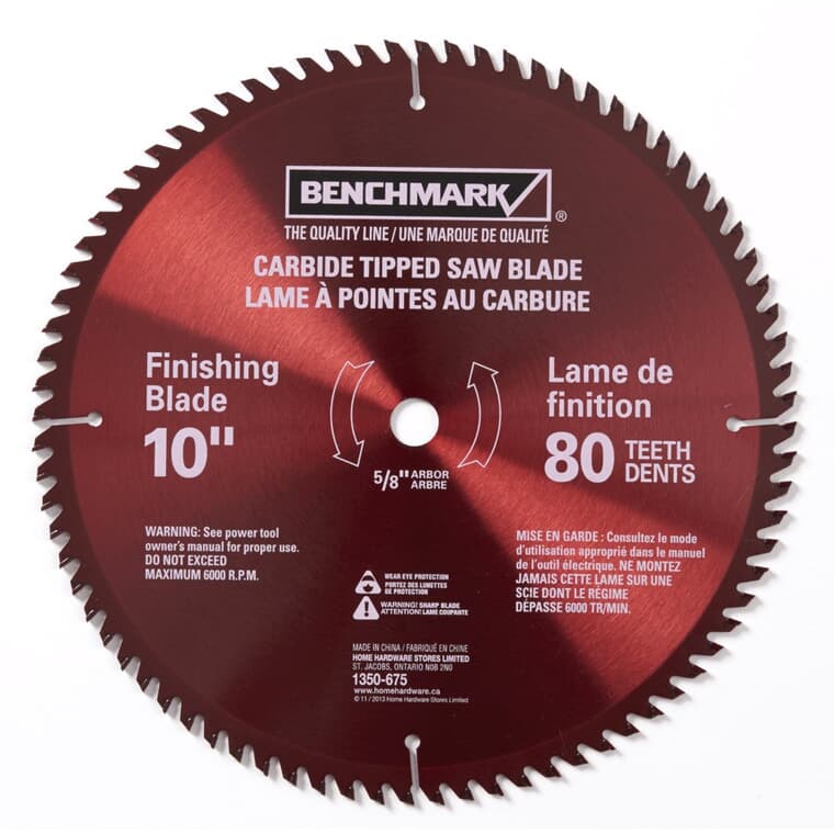 10" 80 Tooth Carbide Circular Saw Blade