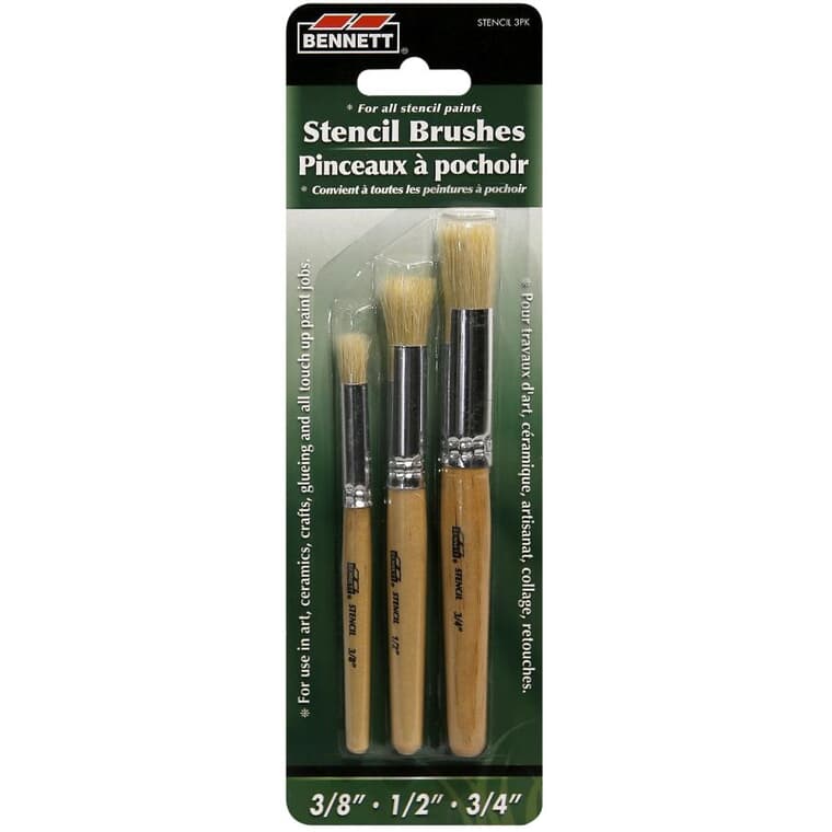 Stencil Hobby Brushes - Assorted Sizes, 3 Pack