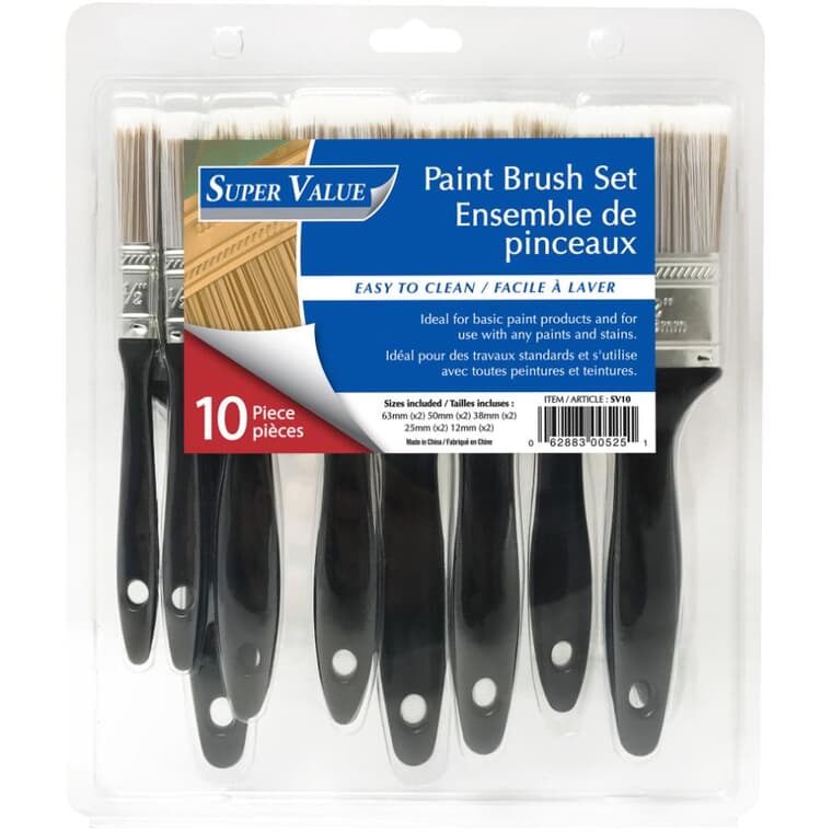 Synthetic Paint Brush Set - 10 Pieces