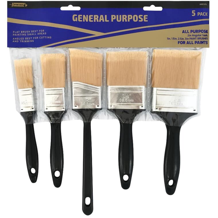 Synthetic Paint Brush Set - 5 Pieces
