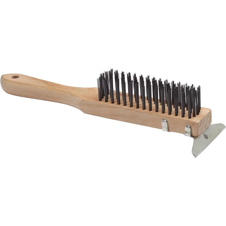 Wire Brush - 5 Rows x 16 Rows, with Scraper