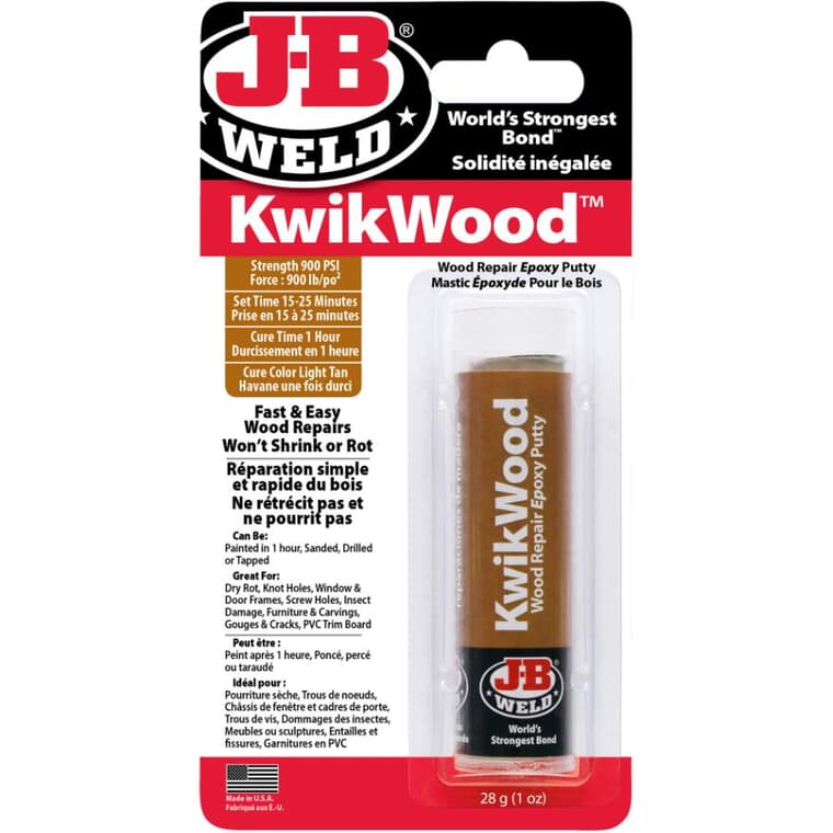 Mastic époxy pour réparation de bois KwikWood, 1 oz