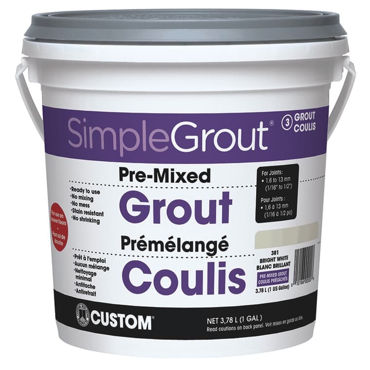 Premixed Sanded Grout - #381 Bright White, 3.78 L