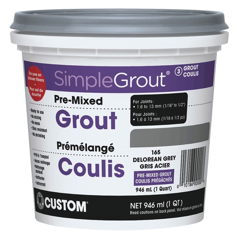 Premixed Sanded Grout - #165 Delorean Grey, 946 ml
