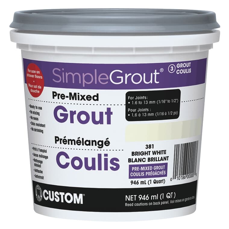 Premixed Sanded Grout - #381 Bright White, 946 ml