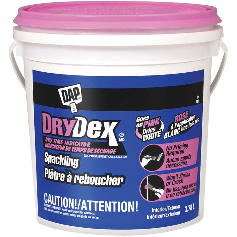 Plâtre à reboucher DryDex avec indicateur de temps de séchage, 3,78 L