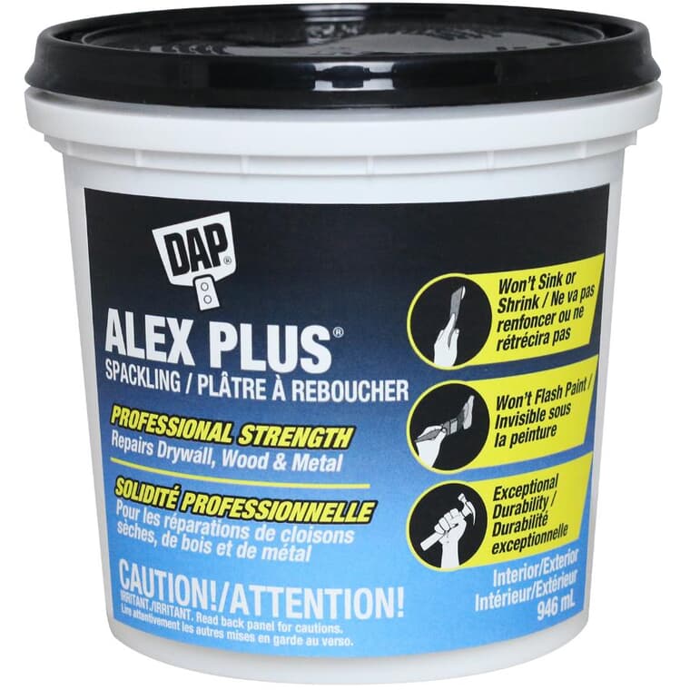 Alex Plus High Performance Spackling Compound - White, 946 ml