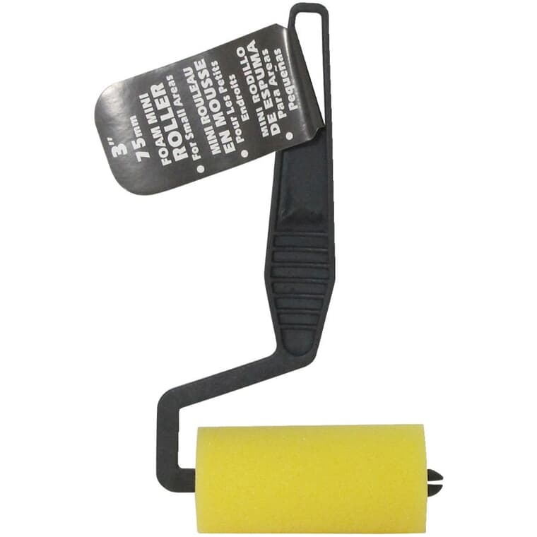 Yellow Foam Paint Roller & Handle - 75 mm
