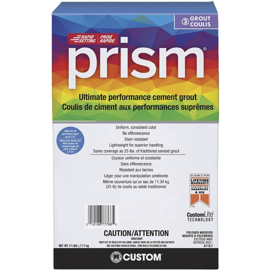 CUSTOM BUILDING PRODUCTS:Coulis de ciment Prism à haute performance, #381 blanc brillant, 17 lb