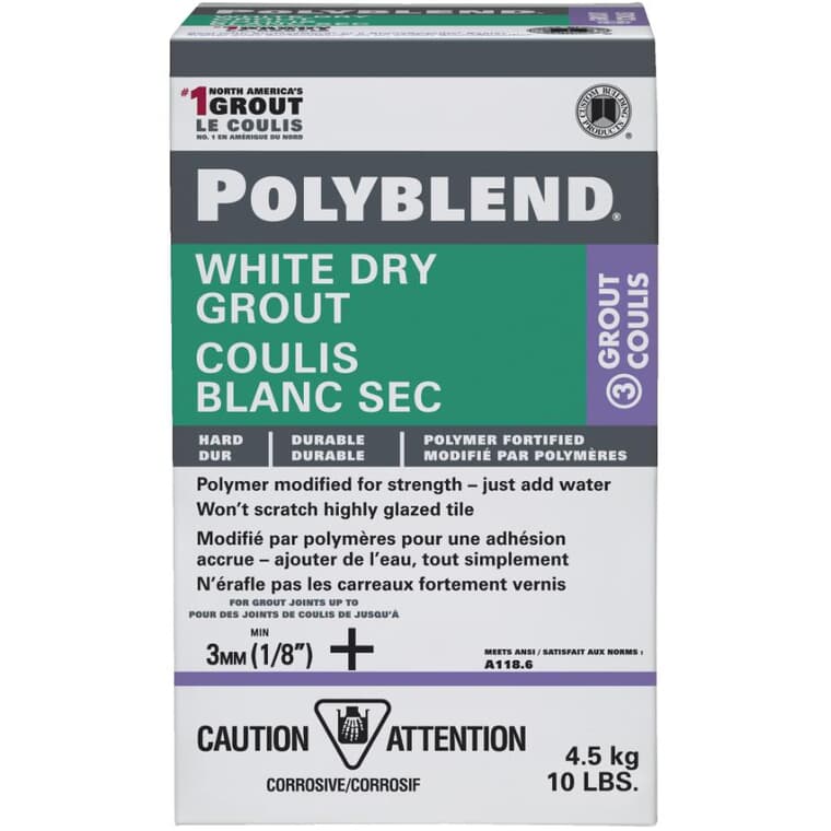 Polyblend Non-Sanded Dry Grout - White, 10 lb