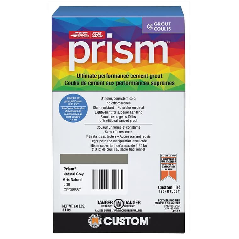 Prism Ultimate Performance Cement Grout - #09 Natural Grey, 6.8 lb