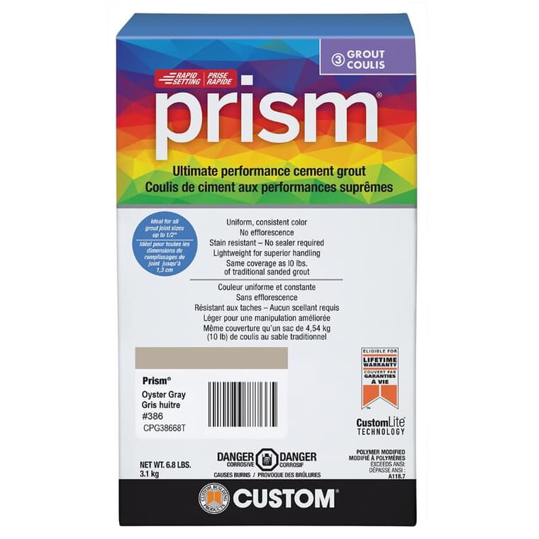 Prism Ultimate Performance Cement Grout - #386 Oyster Grey, 6.8 lb