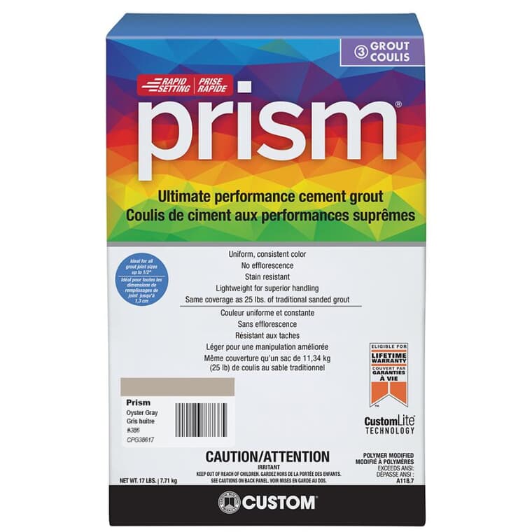 Prism Ultimate Performance Cement Grout - #386 Oyster Grey, 17 lb
